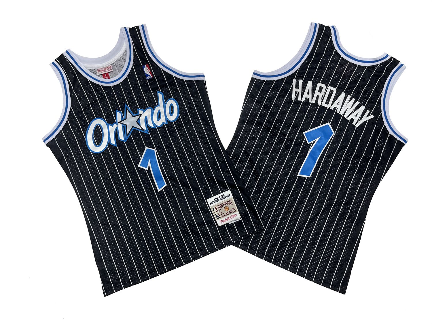 Men Orlando Magic 1 Hardaway Black Throwback NBA Jersey